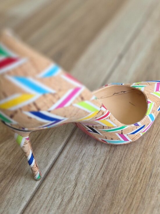 Christian Louboutin So-Kate 120 Cork Chevron Shoe Eur. 37.5 main image 6